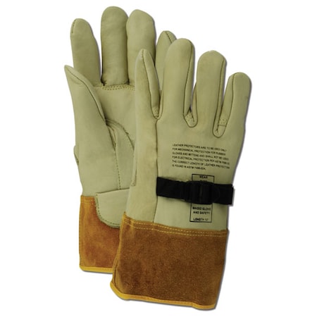 MAGID Powermaster® 60611Ps 12" High Voltage Leather Protector Gloves, 8 60611PS-8